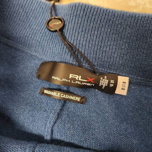 RLX Ralph Lauren 100% Washable Cashmere Jogger Lounge Pants Travel Pockets Blue - Picture 7 of 9